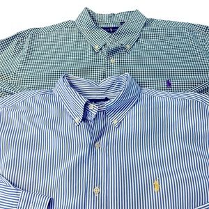Ralph Lauren Green Checkered and Blue Striped Shirts